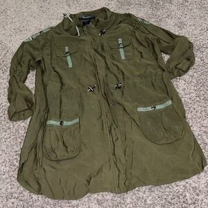 Urban Behavior Olive Green Utility Cargo Jacket‎ S P Drawstring Waist
